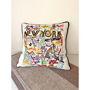 Catstudio HAND EMBROIDERED NEW YORK SHOW Pillow COTTON 20"x20" - MINT! USA